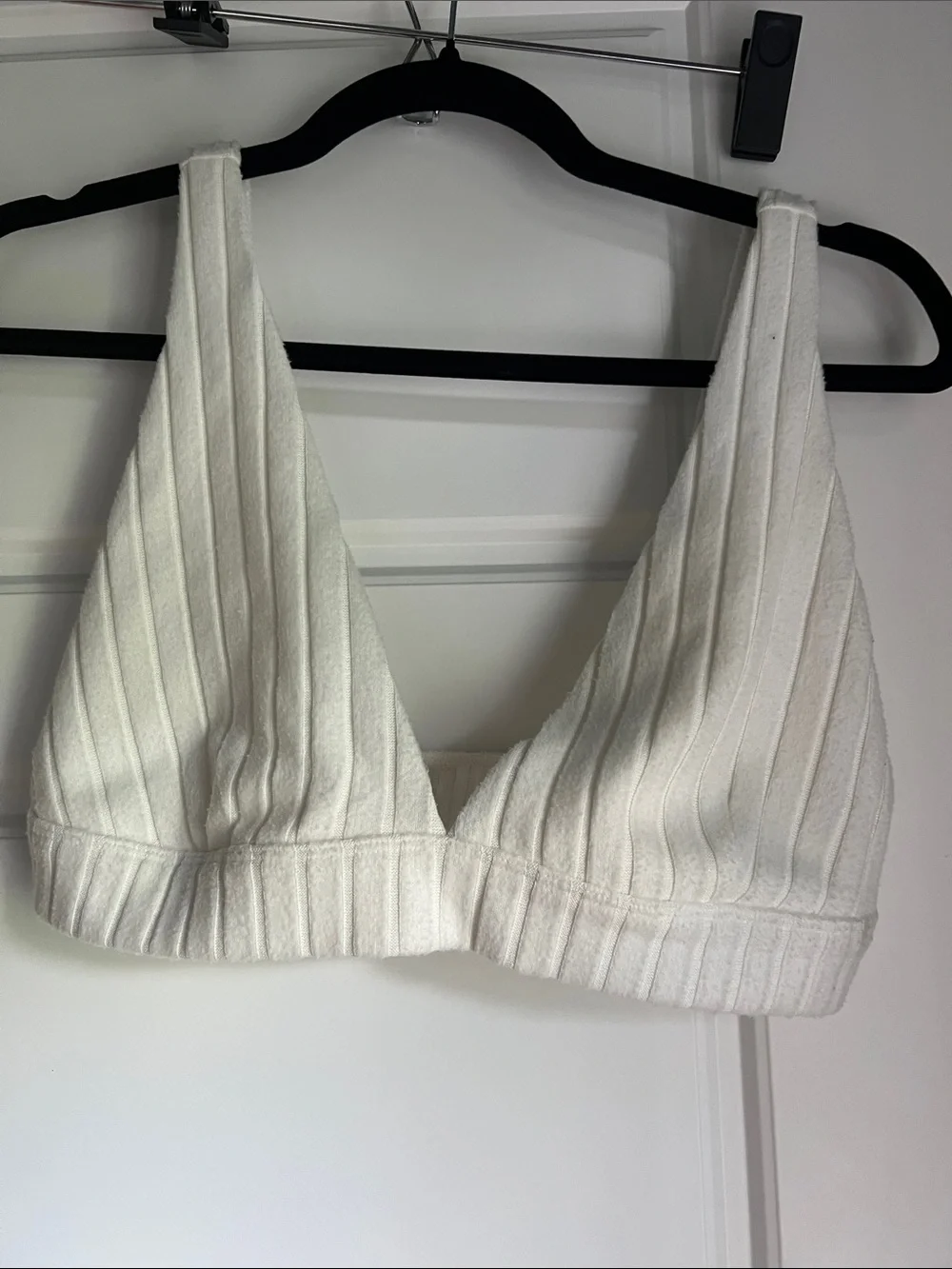 No size tag ALO Yoga Cream Terry Bralette with Ribbed Band